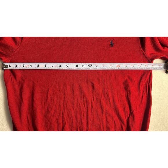 Polo Ralph Lauren Men's XL Red 100% Merino Wool V-Neck Sweater Classic Preppy - Picture 3 of 6